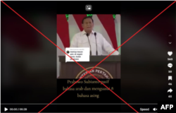 AI-made Deepfake on TikTok of presidential candidate Prabowo Subianto also speaking fluently in Arabic Photo credit: AFP