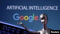 Google logo and AI Artificial Intelligence words are seen in this illustration taken May 4, 2023. (Dado Ruvic/REUTERS)