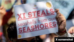Protests in the Philippines' capital Manila on April 9, 2024, condemning China's aggression against the Philippines in the South China Sea. (Reuters)