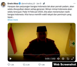 Fake AI-generated video on X of deceased former Indonesian dictator Suharto endorsing the Golkar party Photo credit: Benar News
