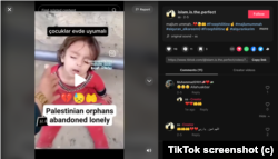 Screenshot of a February 5, 2024, TikTok post, which falsely claims to be a current image of a girl in Rafah, a Palestinian city in the southern Gaza Strip.