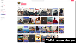 Screen capture of Tiktoker snak.sr's page, which is filled with posts used recycled footage to spread disinformation about the Israel-Hamas war.