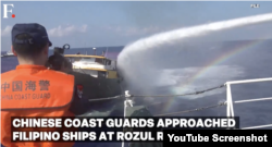 Image from April 4 water cannon incident between Chinese Coast Guard and Filipino ships; Photo credit: First Point