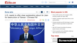 A screenshot of Chinese state media website Ecns.cn.