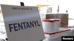 Packets of fentanyl and methamphetamine, seized from a truck crossing into Arizona from Mexico, are on display at the Port of Nogales, Arizona, Jan. 31, 2019. (Courtesy U.S. Customs and Border Protection/Reuters)