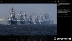Screen capture of a post by blue-checked X user Alex_Oloyede2, which spreads the misleading claim that Russian and NATO forces could have a confrontation in the Red Sea.