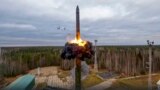 A Yars intercontinental ballistic missile is test-fired from a launch site in Plesetsk as part of Russia's nuclear drills on October 26, 2022. (Russian Defense Ministry Press Service/via AP)