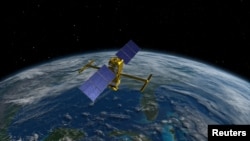 The advanced radar SWOT satellite, short for Surface Water and Ocean Topography and designed and built at NASA's Jet Propulsion Laboratory (JPL) near Los Angeles, is seen in an artist's rendition created in February 2015. 