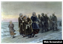 A paining by a 19th century Russian artist Vasily Perov, "The Return of Serfs from a Burial." (Open source art)
