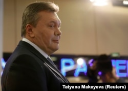 RUSSIA – Viktor Yanukovych, the former president of Ukraine who was ousted by street protests and fled to Russia in 2014, arrives to attend a news conference in Moscow, February 6, 2019