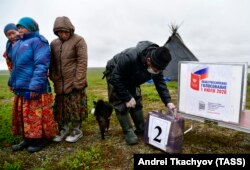 JUNE 11, 2020: Citizens vote in the 2020 Russian constitutional referendum in Priuralsky District of the Yamalo-Nenets Autonomous Area as early voting starts in remote Russian regions.