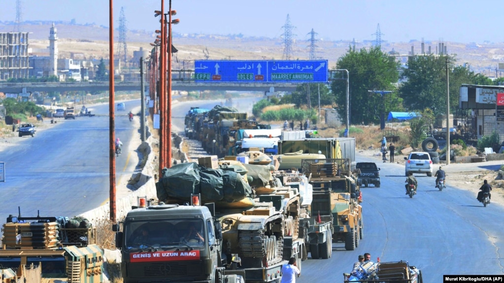 SYRIA -- A Turkey Armed Forces convoy is seen at a highway between Maaret al-Numan and Khan Sheikhoun in Idlib province, August 19, 2019