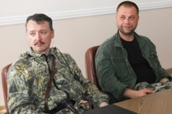 UKRAINE – Ukraine – Citizens of Russia, Col. Igor Girkin (also known as Igor Strelkov) and Alexander Boroday (R) - the leaders of the group "DPR", which in Ukraine is recognized as a terrorist. Occupied Donetsk, July 10, 2014