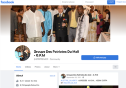 A screenshot of the official Facebook page of the Group of Patriots of Mali that has been pushing a pro-Russian agenda.