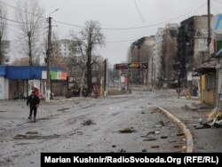 Aftermath of the fighting in Borodyanka, Kyiv oblast, on March 3, 2022. (RFE/RL)