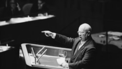 Khrushchev at General Assembly meeting in New York, Oct. 1, 1960. (AP)