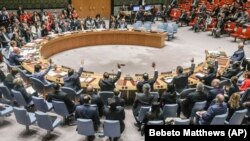 United Nations Security Council vote on a humanitarian draft resolution for Syria, which fail to gain the support of Russia and China, at U.N. headquarters in New York, September 19, 2019. (Bebeto Matthews/AP))