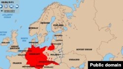 Map of Nazi Germany and Soviet Union attack on Poland, World War II. Watch the video: http://www.nationalarchives.gov.uk/education/worldwar2/theatres-of-war/eastern-europe/1939/index.htm