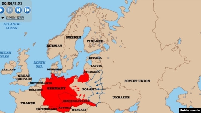 Map of Nazi Germany and Soviet Union attack on Poland, World War II. Watch the video: http://www.nationalarchives.gov.uk/education/worldwar2/theatres-of-war/eastern-europe/1939/index.htm