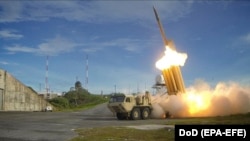 U.S. -- The first of two Terminal High Altitude Area Defense (THAAD) interceptors is launched during a successful intercept test at an undisclosed location, September 10, 2013