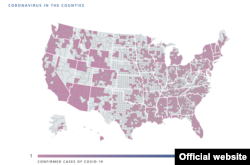 USAFACTS.org map displaying confirmed COVID-19 cases in the U.S. by county