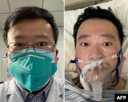 This combination of pictures created on February 7, 2020 shows Chinese coronavirus whistleblowing doctor Li Wenliang, whose death was confirmed on February 7 at the Wuhan Central Hospital, China.