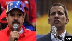 VENEZUELA -- A combo photo shows Venezuelan President Nicolas Maduro (L) and Venezuelan opposition leader Juan Guaido