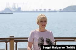 CRIMEA -- Russian Foreign Ministry spokeswoman Maria Zakharova speaks at a press conference on Russia's foreign policy, in Kerch, May 16, 2018