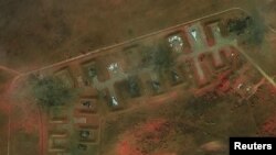 An infrared overview of aircraft at Saki Airbase after attack, in Novofedorivka, Crimea, August 10, 2022. Maxar Technologies/Handout via REUTERS