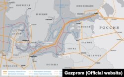 Russia -- Map of the pipeline "Nord Stream"