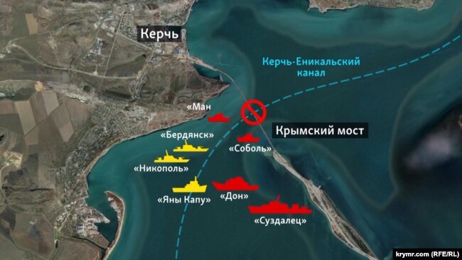 The layout of the Ukrainian and ships grew before the collision in the Kerch Strait