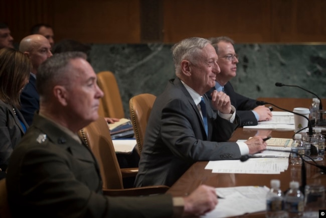 WASHINGTON -- Defense Secretary James N. testimony on the DoD budget posture on May 9, 2018.