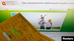 An illustration picture shows the main page of the Swiss electronic vaccination record website (meineimpfungen.ch) in Bern April 22, 2013.