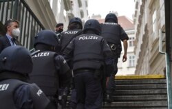 Policemen patrol in Vienna on November 3, 2020, one day after a shooting at multiple locations across central Vienna.