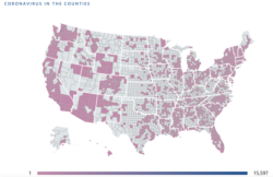 A USAFACTS.org Map shows confirmed cases of COVID-19 in the U.S. by county.