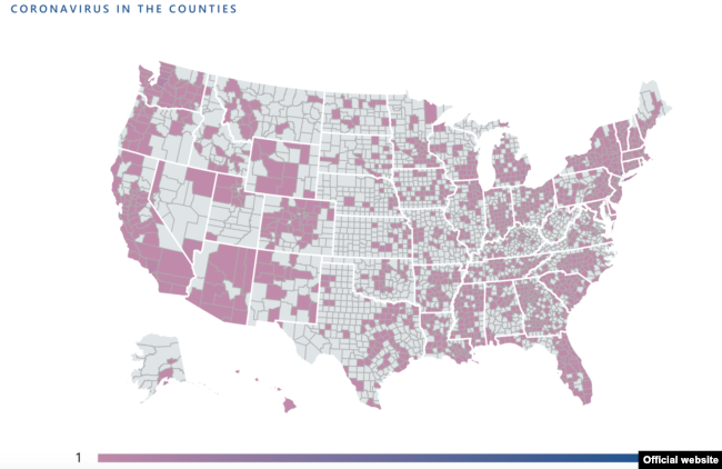 A USAFACTS.org Map shows confirmed cases of COVID-19 in the U.S. by county.