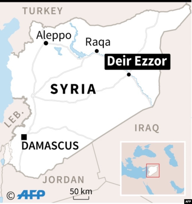Map of Syria locating Deir Ezzor