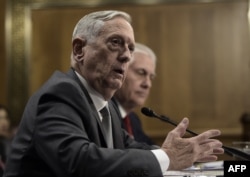 US Defense Secretary James Mattis speaks during a hearing on the Authorizations for the Use of Military Force from an Administration Perspective, October 30, 2017.