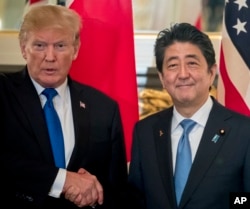 President Trump and Prime Minister Abe at a meeting at the Akasaka Palace, Tokyo, November 6, 2017.