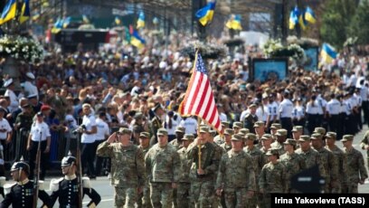 U.S. servicemen during a military parade dedicated to the 30th anniversary of Ukraine's Independence, Kyiv, August 24, 2021. (Irina Yakovleva/TASS)