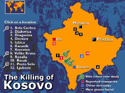 Kosovo -- Map of war massacres