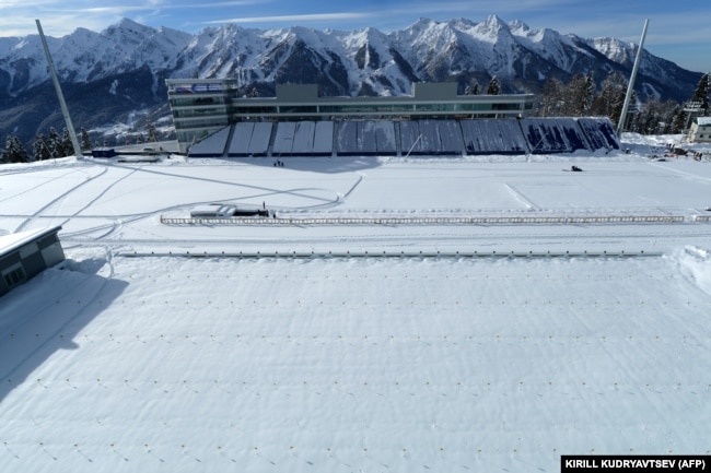 RUSSIA -- A general view of the shooting range of the Laura Cross Country and Biathlon Center in Russian Black Sea resort of Sochi on February 3, 2013