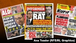Serbia -- Front pages of Serbian tabloids regarding the issue of a special war allegedly led against Serbia Belgrade, July 13, 2018.