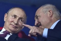 Belarusian President Alexander Lukashenko and Russian President Vladimir Putin.