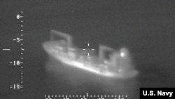 Video footage of the Maersk Alabama taken by a U.S. Navy P-3C Orion surveillance plane on April 9. (U.S. NAVY)