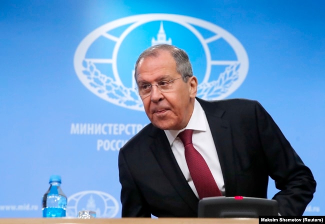 RUSSIA -- Russian Foreign Minister Sergei Lavrov attends his annual news conference in Moscow, January 16, 2019