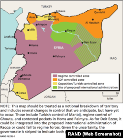 Syrian zones of control according to cited RAND study.