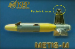 A close-up of the Metis-M anti-tank missile