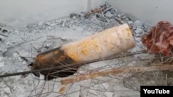 Yellow gas canister found on site of Douma, Syria gas attack on April 7th