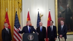President Donald Trump spoke prior to signing "phase one" U.S.-China trade agreement with Chinese Vice Premier Liu He, January 15, 2020. (Kevin Lamarque/Reuters)